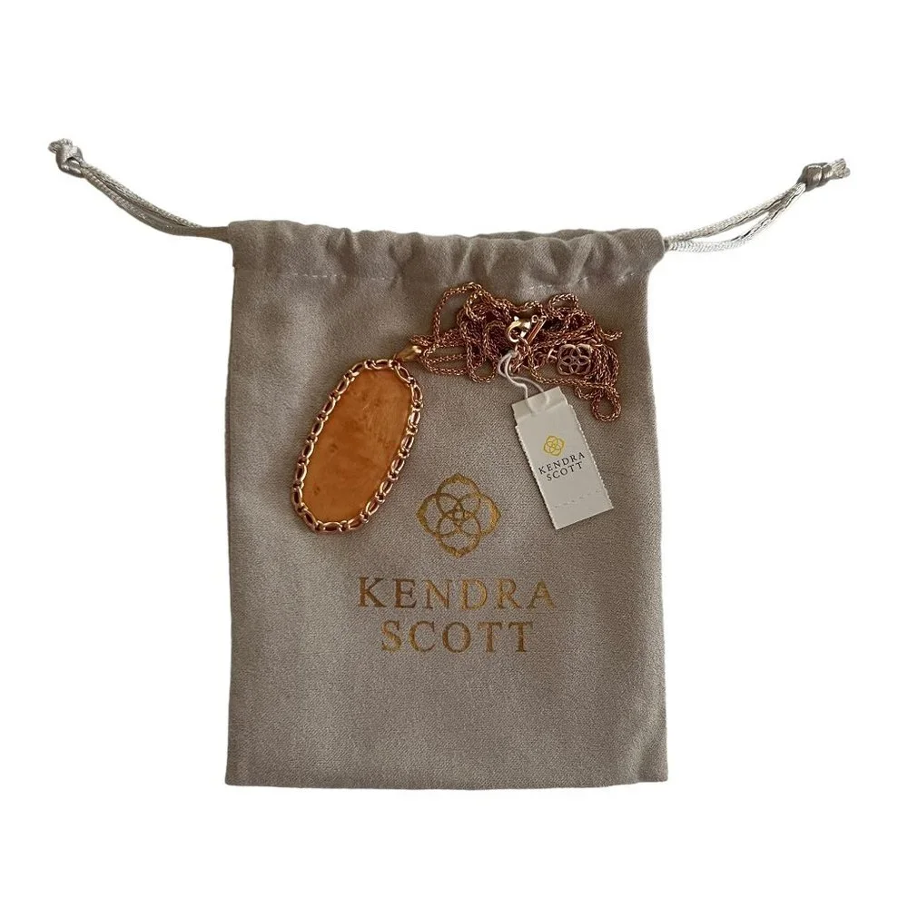 NWT Kendra Scott Macramé Reid Statement Necklace in Blush Wood 14k Rose … - Picture 4 of 15